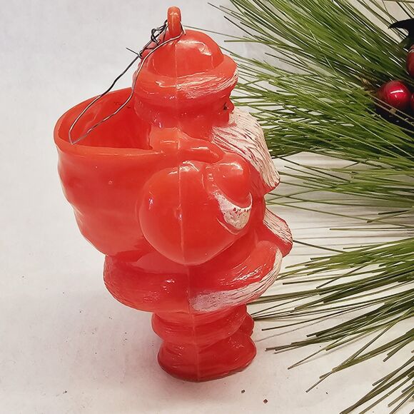 Vintage 1950's Irwin Christmas Santa Claus Candy Container Ornament Hard Plastic - Picture 2 of 9